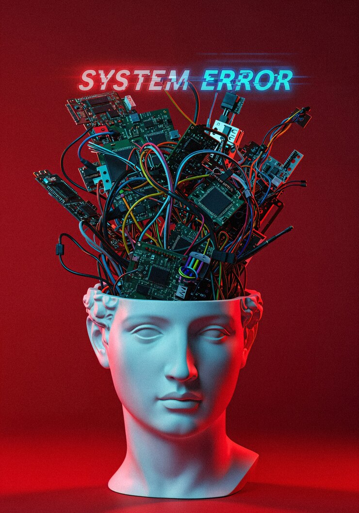 Foto gratuito erro del sistema o sobrecarga del cerebro