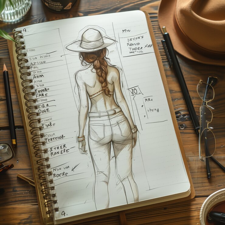 Foto gratuito esbozo de diseño de moda en estilo de arte digital