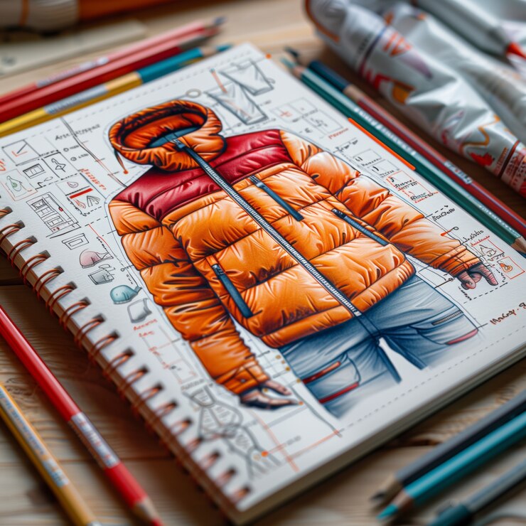 Foto gratuito esbozo de diseño de moda de estilo artístico digital en papel