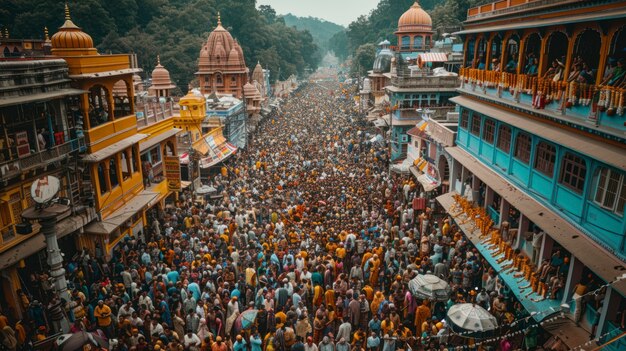 Escena abarrotada ciudad india