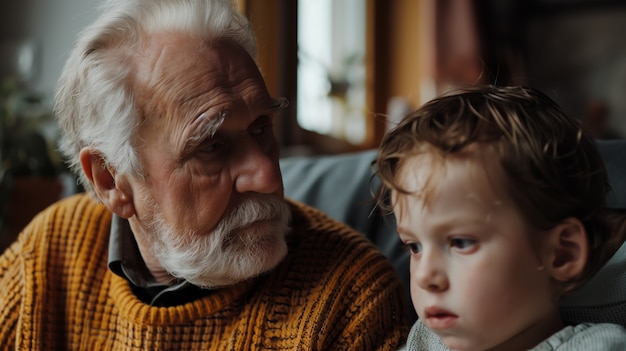 Escena de abuelos y nietos felices en la celebración del día de los abuelos