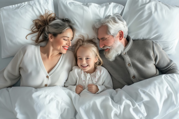 Escena de celebración del día de los abuelos con abuelos y nietos mostrando una familia feliz