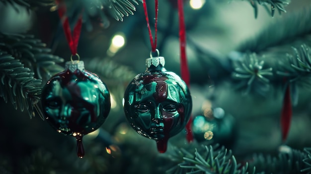 Foto gratuita escena de celebración de navidad de estilo oscuro con escenario de terror