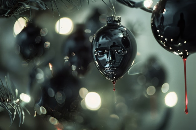 Foto gratuita escena de celebración de navidad de estilo oscuro con escenario de terror