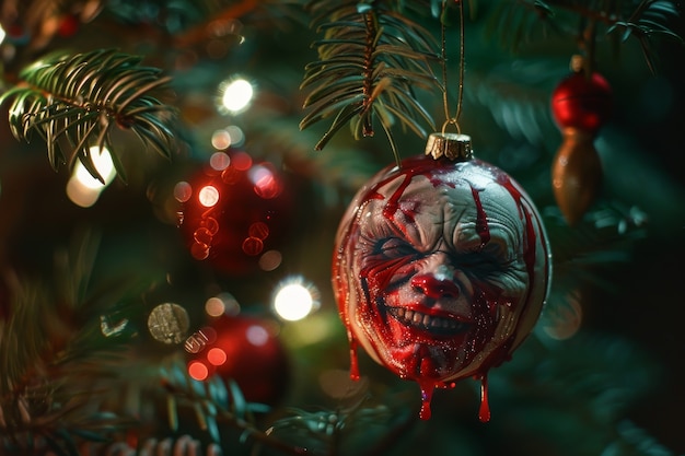 Foto gratuita escena de celebración de navidad de estilo oscuro con escenario de terror