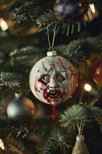 Foto gratuita escena de celebración de navidad de estilo oscuro con escenario de terror