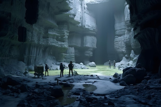 Foto gratuita escena cinematográfica ciencia ficción fondo de una cueva alienígena