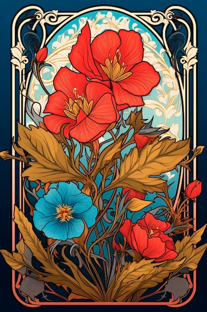 Escena colorida con creación inspirada en el art nouveau