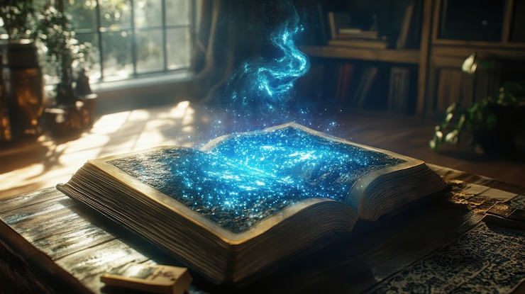 Foto gratuito escena de cuento de hadas saliendo de un libro