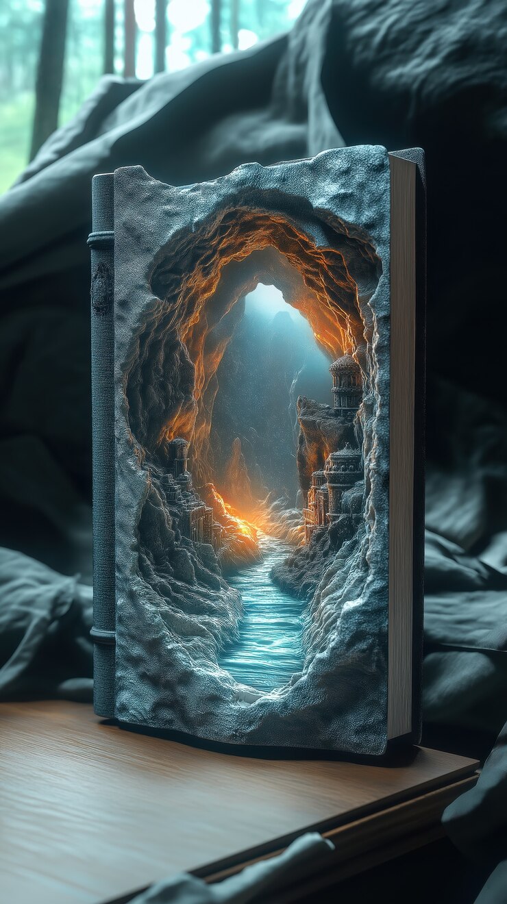 Foto gratuito escena de cuento de hadas saliendo de un libro