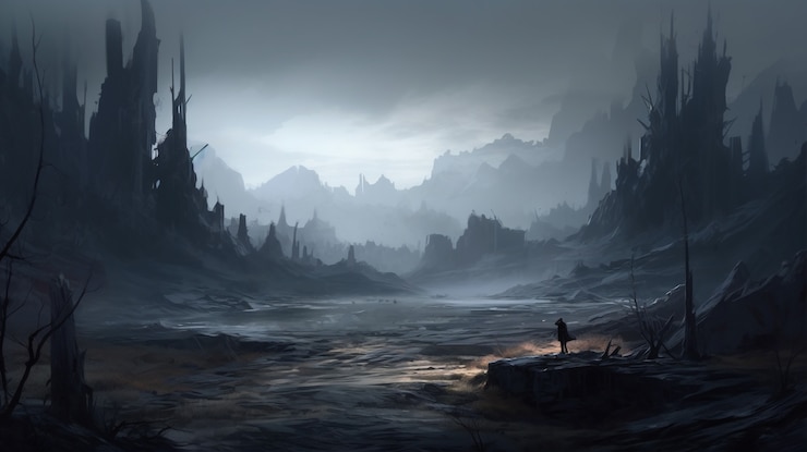 Foto gratuito escena distópica con paisaje destruido y atmósfera apocalíptica