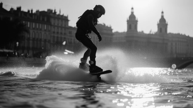 Escena estacional de verano con efecto monocromático en blanco y negro.