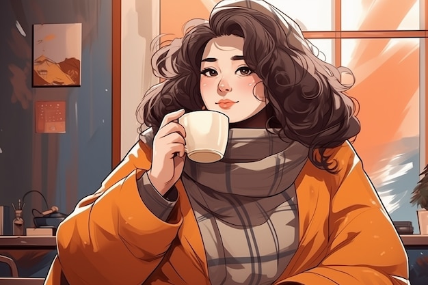 Foto gratuita escena de estilo de vida del cómic con café