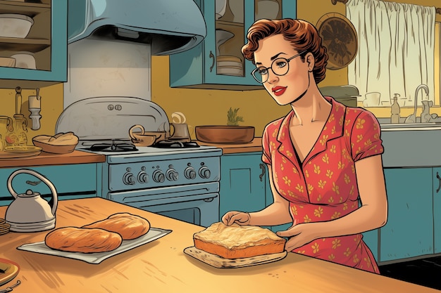 Foto gratuita escena de estilo de vida del cómic cocinando