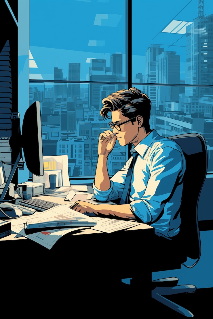 Foto gratuito escena de estilo de vida de cómics en la oficina