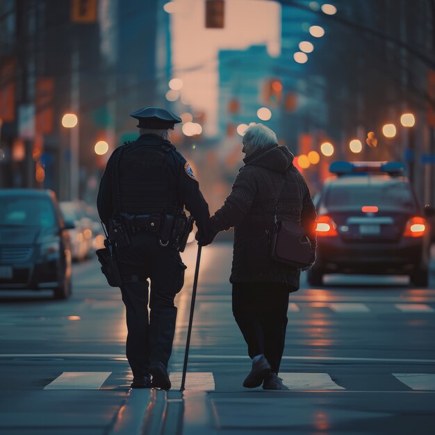 Escena de estilo de vida de la comunidad que muestra el cuidado y el apoyo de la gente