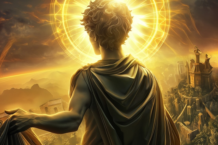Foto gratuito escena de fantasía que representa el dios del sol