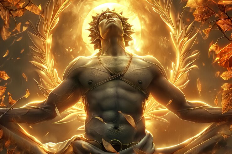 Foto gratuito escena de fantasía que representa el dios del sol