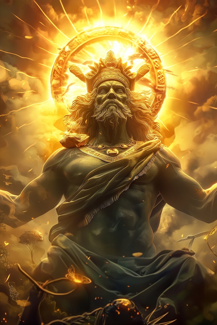 Foto gratuito escena de fantasía que representa el dios del sol