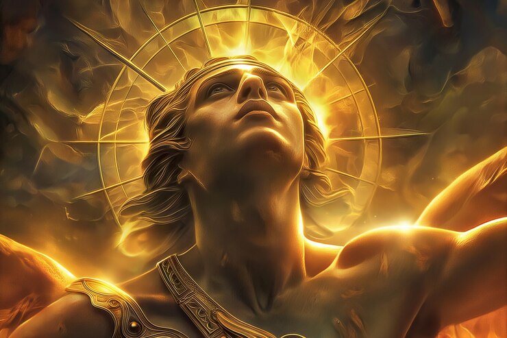 Foto gratuito escena de fantasía que representa el dios del sol