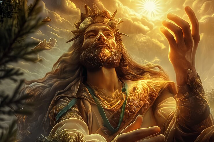 Foto gratuito escena de fantasía que representa el dios del sol