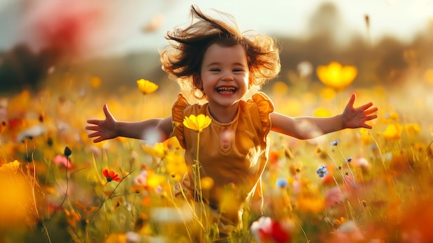 Foto gratuita escena de felicidad fotorrealista con un niño feliz