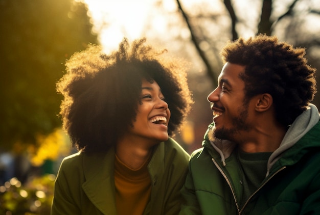 Escena de felicidad fotorrealista con una pareja feliz