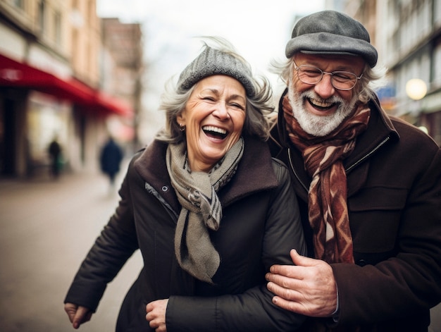 Foto gratuita escena de felicidad fotorrealista con una pareja de mayores