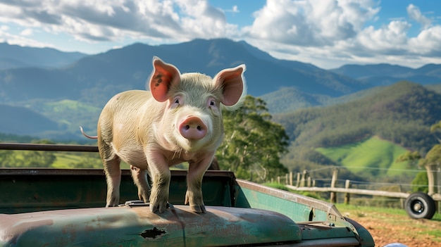 Foto gratuita escena fotorrealista con cerdos criados en un entorno agrícola