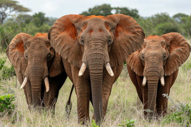 Escena fotorrealista de elefantes salvajes