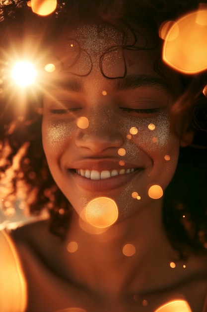 Foto gratuita escena fotorrealista de una mujer feliz