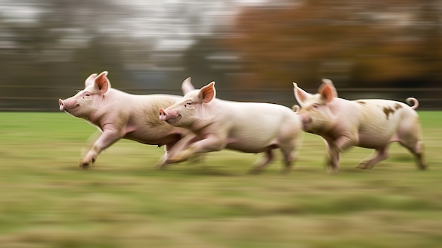 Escena fotorrealista de la vida en la granja con cerdos