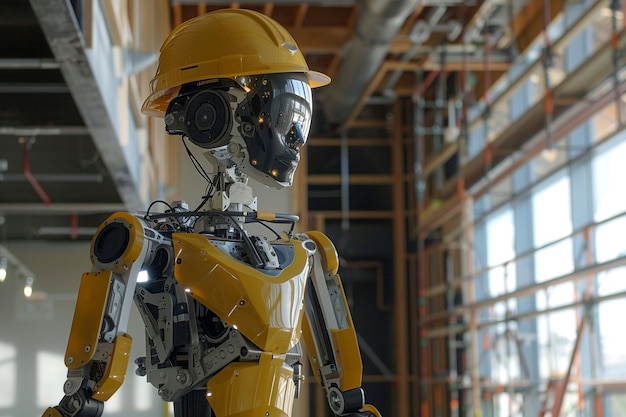 Foto gratuita escena futurista con un robot de alta tecnología utilizado en la industria de la construcción