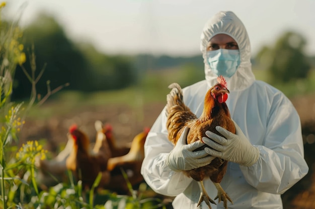 Foto gratuita escena de una granja de pollos con aves de corral y personas