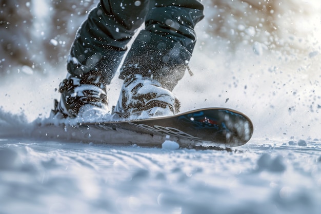 Foto gratuita escena de invierno con personas haciendo snowboard