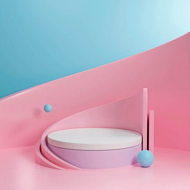 Escena minimalista con podio en 3D