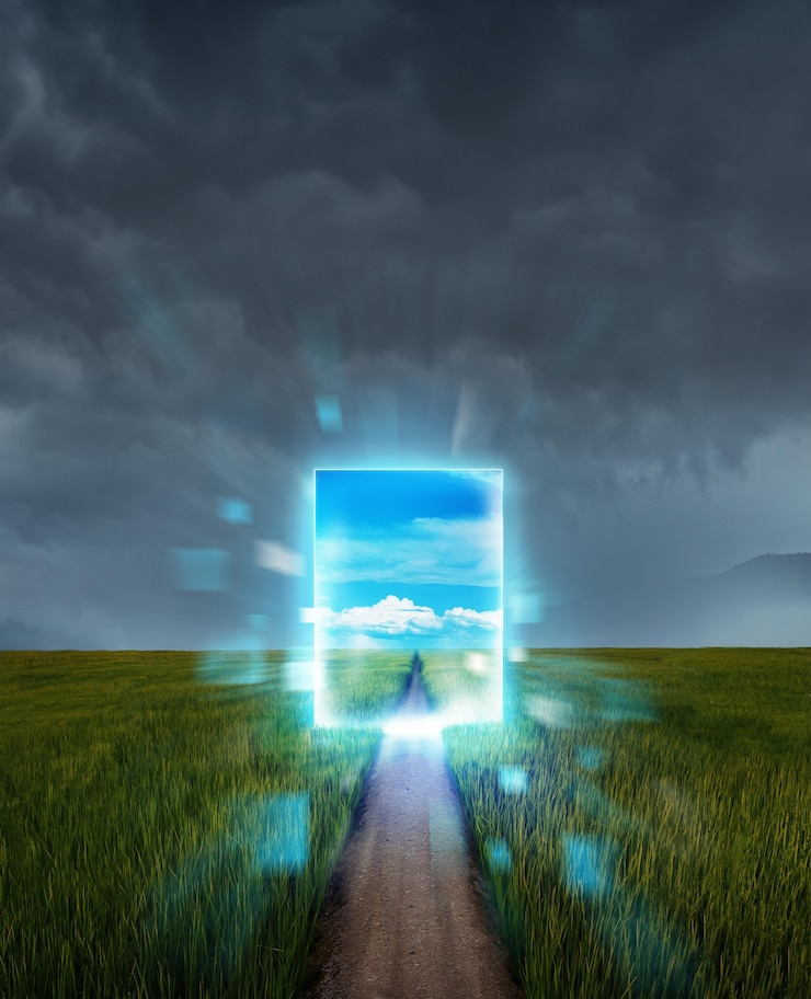 Foto gratuito escena misteriosa con portal