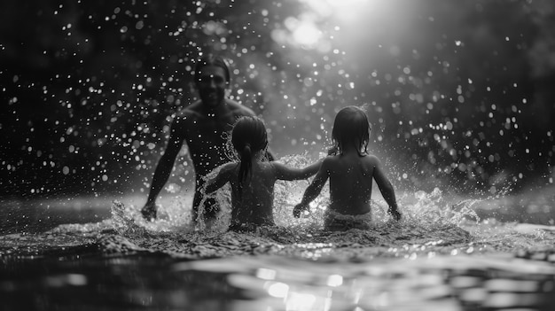 Foto gratuita escena monocromática en blanco y negro con actividad y diversión de verano.