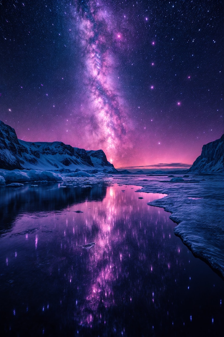 Escena nocturna con el glaciar de la naturaleza