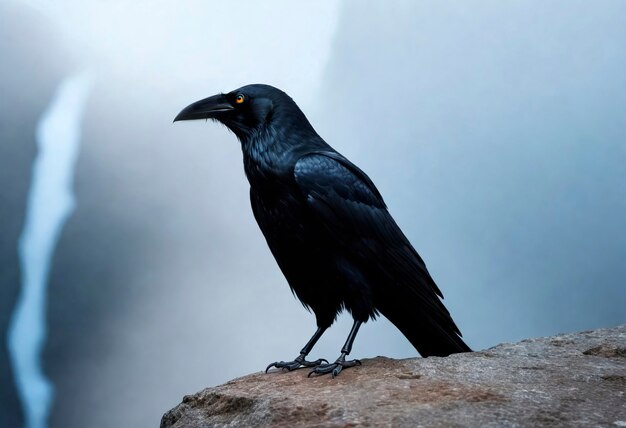 Escena oscura de un cuervo en la naturaleza