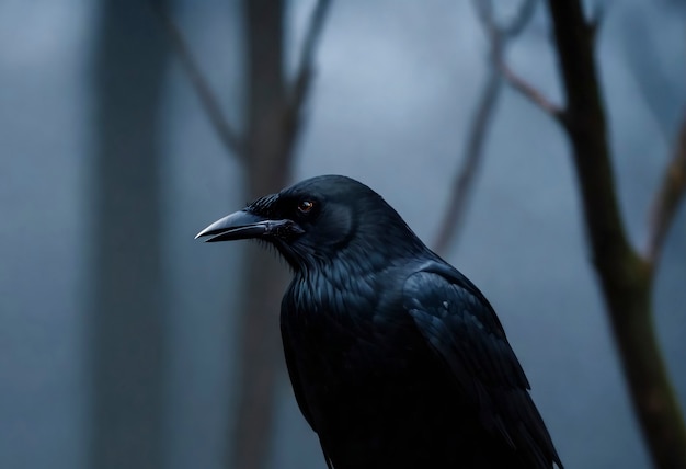 Foto gratuita escena oscura de un cuervo en la naturaleza