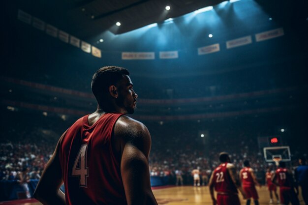 Escena de un partido de baloncesto en la cancha