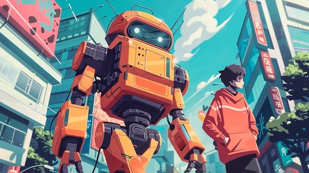 Escena de un personaje robot de dibujos animados