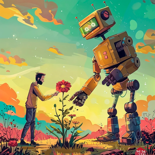 Escena de un personaje robot de dibujos animados