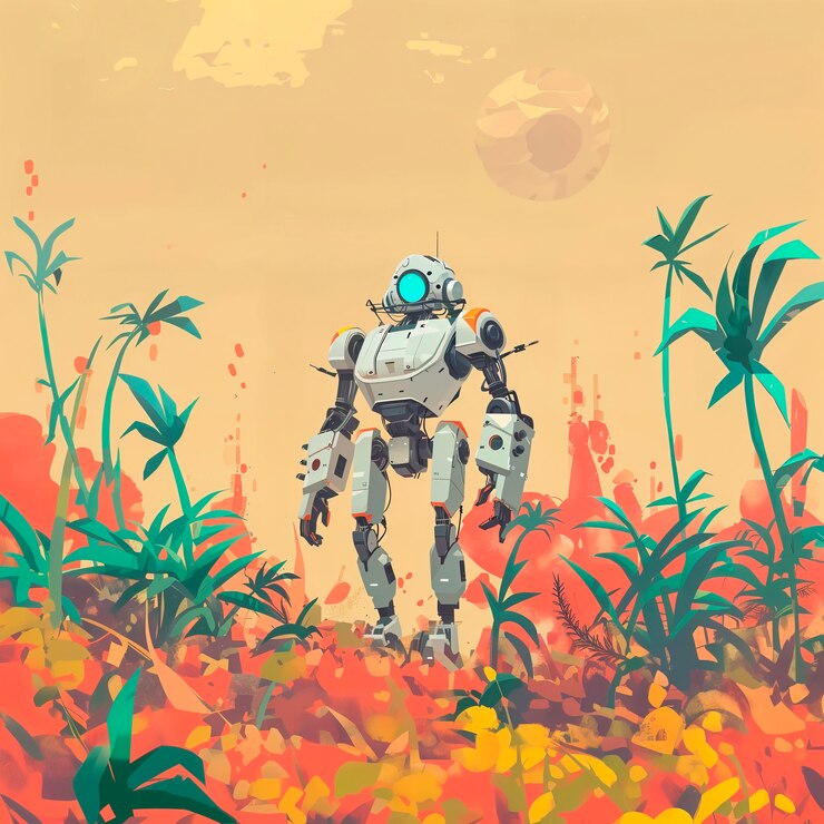 Foto gratuito escena de un personaje robot de dibujos animados