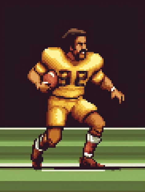 Foto gratuita escena de píxeles de gráficos de 8 bits con jugador de rugby.