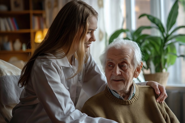 Foto gratuita escena realista con el cuidado de ancianos para personas mayores