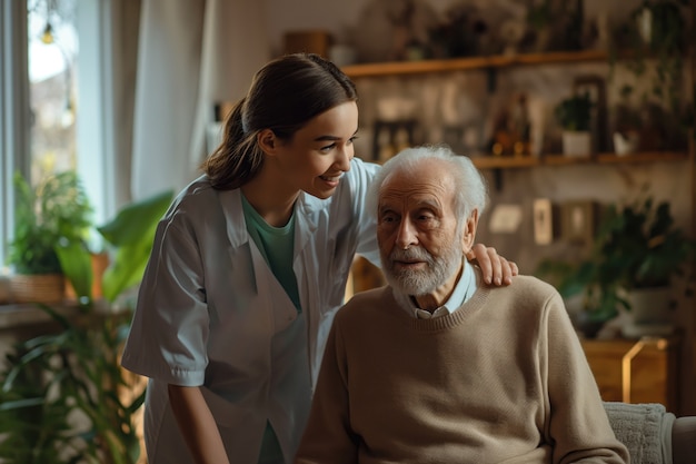 Foto gratuita escena realista con el cuidado de ancianos para personas mayores