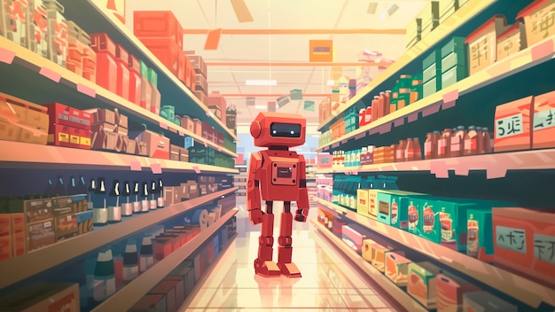 Escena de un robot de dibujos animados