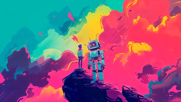 Escena de un robot de dibujos animados